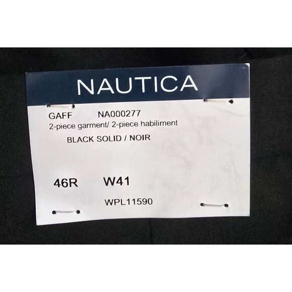 Nautica Mens Black Two-Piece Suit Jacket & Pants Set Size 46R Wool Blend - Picture 7 of 11